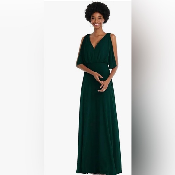 After Six Evergreen Nwt V Neck And Back Split Sleeve Elegant Evening Gown Sz 6